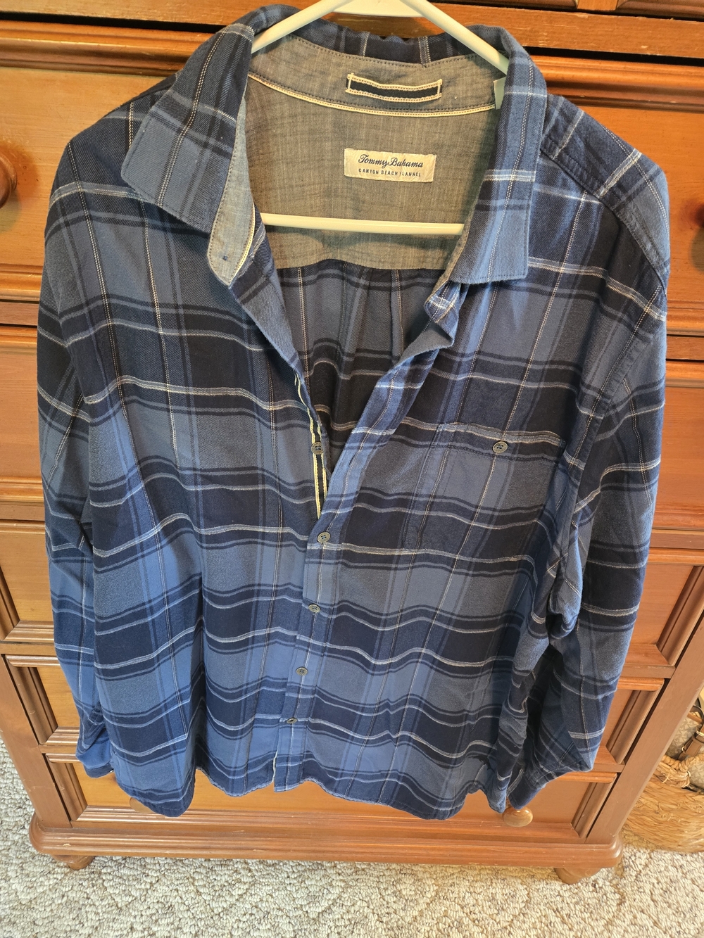 Tommy Bahama Blue Chambray Canyon Beach Flannel Xl
